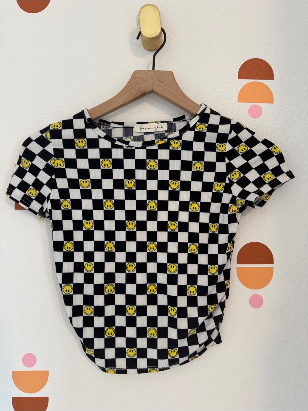 Black & White Checkered Smile Tee N0096
